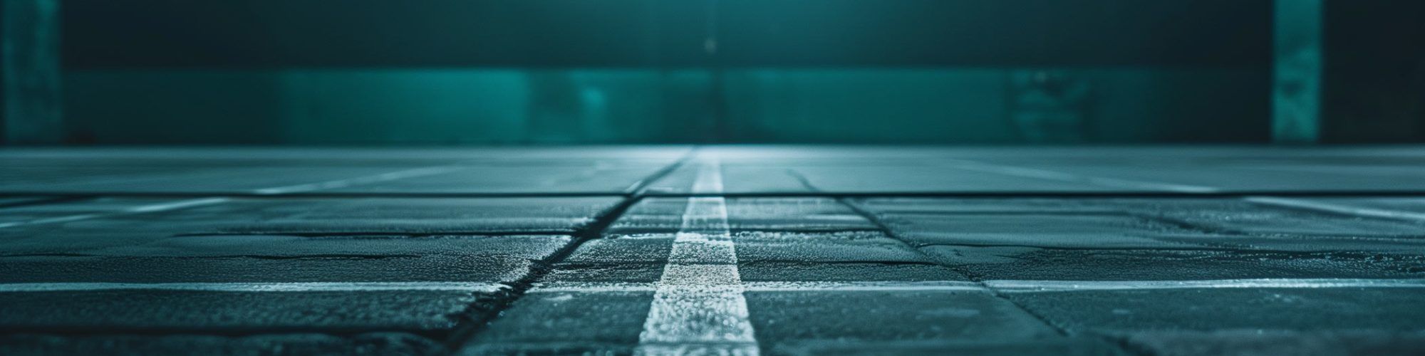 Sporthalle mit markierter Linie auf dem Boden, symbolisiert Vorbereitung und Fokus im Sport. Dazu gehört Protein und Leistung im Sport.